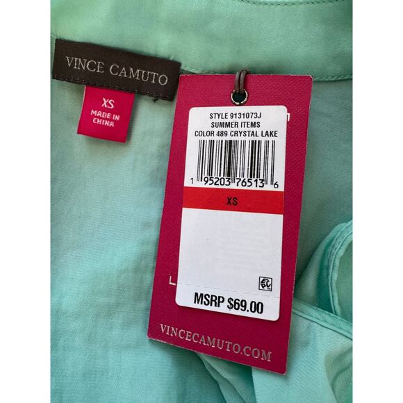 NEW VINCE CAMUTO Women's Crystal Lake V-Neck Peplum Top Size XS - Picture 5 of 6